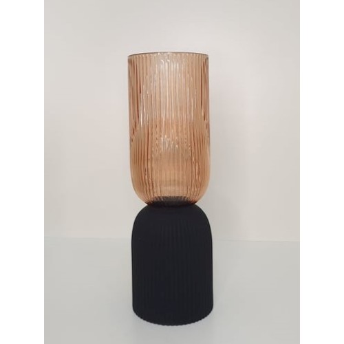 Vaso de Vidro Rose com Preto M Vaso de Vidro Rose com Preto M